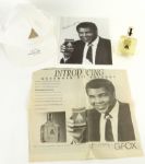 1990 (June 17) Muhammad Ali Cologne Memorabilia Collection - Lot of 4 w/ Bottle of Aftershave, Signed Cap & More (JSA)