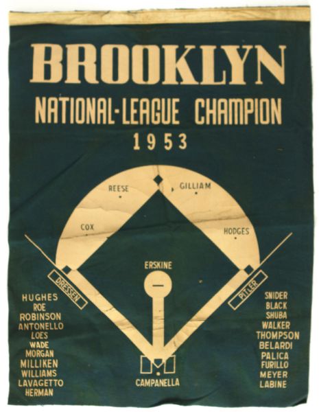 1953 Brooklyn Dodgers National League Champions 17" x 22" Felt Banner