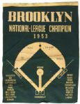 1953 Brooklyn Dodgers National League Champions 17" x 22" Felt Banner