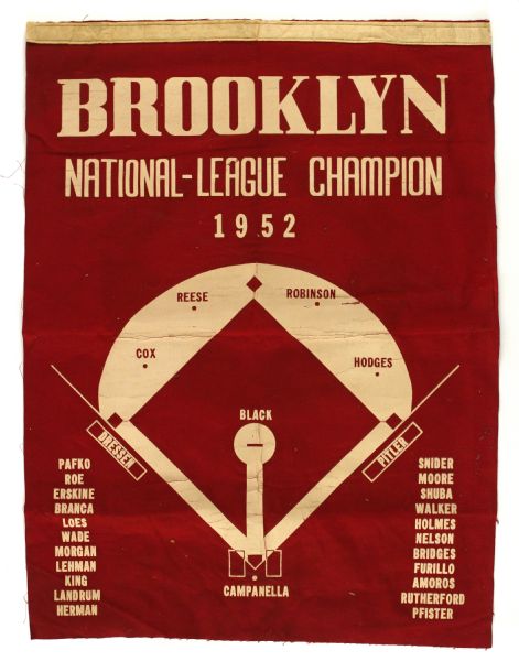 1952 Brooklyn Dodgers National League Champions 17" x 22" Felt Banner