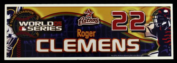2005 Roger Clemens Houston Astros 4" x 12" World Series Locker Room Nameplate (MEARS LOA/Clubhouse LOA)