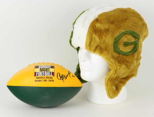 1972-2003 Green Bay Packers Winter Stocking Cap and Paul Hornung Signed Football (JSA)