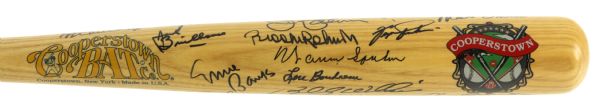 1990s Hall of Fame Multi Signed Cooperstown Bat w/ 28 Signatures Including Ernie Banks, Warren Spahn & More (JSA) 