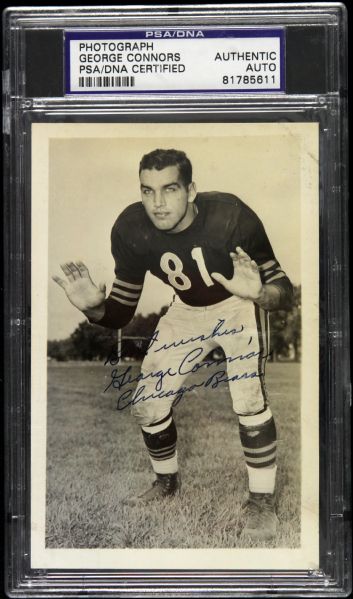 1948-55 George Connor Chicago Bears Signed 3 1/2" x 5 1/2" Photo (PSA/DNA Slabbed)