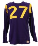 1957-59 Durene #27 Purple & Yellow Game Worn Wilson Long Sleeve Football Jersey 