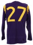 1957-59 Durene #27 Purple & Yellow Game Worn Wilson Long Sleeve Football Jersey 