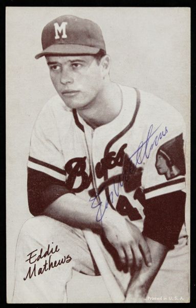 1950s Eddie Mathews Milwaukee Braves Signed Exhibit Card (JSA) 