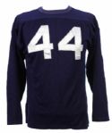 1960s (late) #44 Navy Blue Durene Game Worn Long Sleeve Football Jersey 
