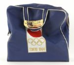 1964 Tokyo Olympic Games USA Carry On Handbag w/ Northwest Orient Airlines Honolulu Luggage Tag