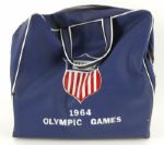 1964 Tokyo Olympic Games USA Carry On Handbag w/ Northwest Orient Airlines Honolulu Luggage Tag