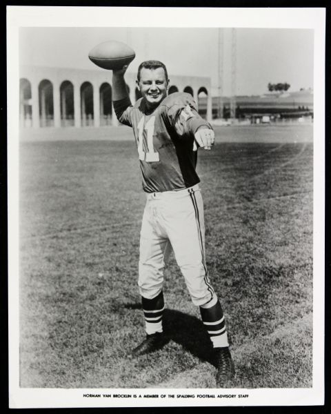 1960s Norm Van Brocklin Los Angeles Rams Spalding Advisory Staff 8" x 10" B/W Photo