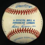 1984-94 Signed Hall of Fame OAL Brown Baseball w/ 14 Signatures Stargell Mathews Hunter (JSA)