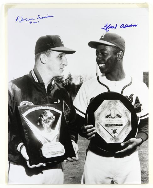 1957 Hank Aaron Warren Spahn Milwaukee Braves Signed 16" x 20" Photo (JSA) - MEARS Exclusive