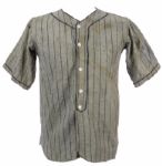 1920s Navy Blue Pinstriped Grey Flannel Game Worn Baseball Uniform w/ Jersey, Pants & Hat
