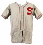 1926-38 circa Game Worn Flannel Baseball Jersey & Stirrup Collection - Lot of 3