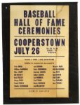 1965 Baseball Hall of Fame 14" x 22" Ceremonies Poster Pud Galvin Dedication