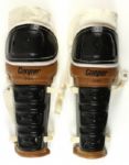 1970s circa Cooper DG8 Youth Hockey Goalie Shin Guards w/ Original Bag