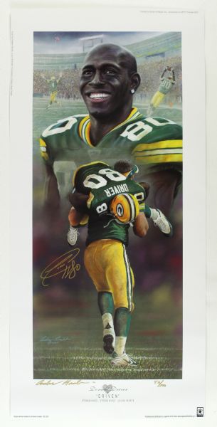 1984-2012 Balfour Ring Poster Donald Driver Green Bay Packers Driven Signed Lithograph and Packers Team Stamped Football (JSA)