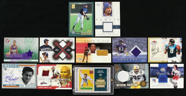 1999-2001 Trading Card Rookie Autographed Game Used Collection Paul Warfield Chuck Bednarik Ichiro (Lot of 13)