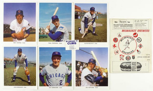 1968-98 Baseball Memorabilia Collection - Lot of 10 w/ Programs & Photos Including Program From Bernie Brewers Descent