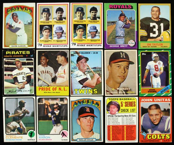 1950s-90s Superstar Baseball Football Basketball Card Collection w/Johnny Bench Rookie Willie Mays Ernie Banks Mickey Mantle Roy Campanella  and much more (Lot of 327)