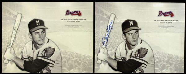 2005 Johnny Logan 8 1/2" x 11" Milwaukee Braves Night Photo w/ 2 Signed - Lot of 12 (JSA)