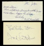 1942-46 Bill Kuusisto Fred Vant Hull Green Bay Packers 3" x 5" Index Cards - Lot of 2 (JSA)