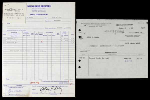 1982 Bud Selig Milwaukee Brewers Signed Expense Report (JSA)