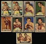 1951 Topps Ringside Boxing Trading Cards w/ (2) Sugar Ray Robinson - Lot of 9