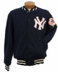 1977 Thurman Munson New York Yankees Game Worn World Series Jacket (MEARS LOA / Ken Clay LOA) 