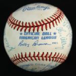 1984-94 circa Hall of Fame & Stars Multi Signed OAL Brown Baseball w/ 21 Signatures Including Hank Aaron, Curt Flood & More (JSA)