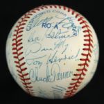 1984-94 circa Hall of Fame & Stars Multi Signed OAL Brown Baseball w/ 21 Signatures Including Hank Aaron, Curt Flood & More (JSA)