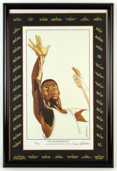 1995 Oscar Robertson Milwaukee Bucks Signed Framed 17" x 25" Career Accomplishments Lithograph (JSA) 922/980