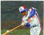 1980s Andre Dawson Montreal Expos 16" x 20"  Dick Perez Original Watercolor Art