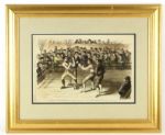 1874 Richard Humphreys Daniel Mendoza Framed 19 1/2" x 23 1/2" The Daily Doings Boxing Match Insert