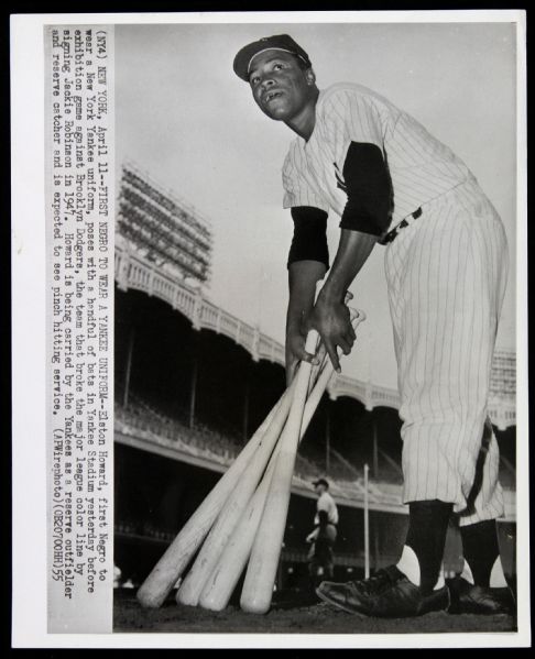 1947 Elston Howard New York Yankees 8 1/2" x 10" B/W Photo "First African American to Play for Yankees"
