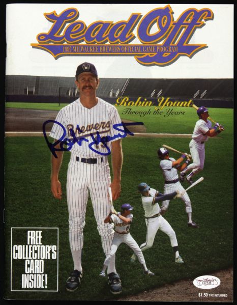 1992 Robin Yount Milwaukee Brewers Signed Leadoff Magazine (JSA Basic Certificate)