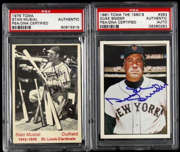 1970s Stan Musial Duke Snider Larry Jansen Signed Collection - Lot of 3 (PSA/DNA)