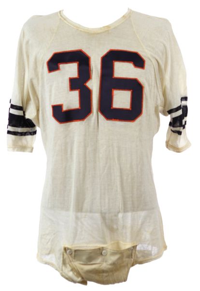 1958-66 circa Durene #36 Game Worn Wilson Football Jersey w/ 6 Button Crotch Piece (MEARS LOA)