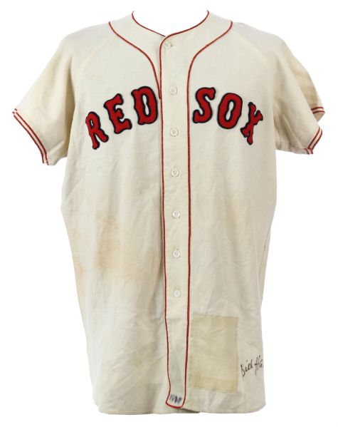 1965 circa Frank Malzone Boston Red Sox Game Worn Home Jersey Signed by Billy Harrell (MEARS LOA/JSA)