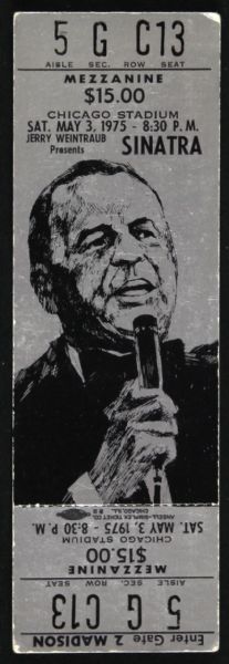 1975 Frank Sinatra Chicago Stadium Full Concert Ticket
