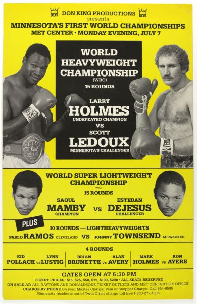 1980 Larry Holmes Scott LeDoux 18" x 28" On Site Heavyweight Championship Poster