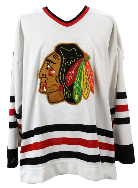 1996-97 Cam Russell Chicago Blackhawks Preseason Game Worn Home Jersey (MEARS LOA/Blackhawks LOA)