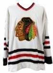 1996-97 Cam Russell Chicago Blackhawks Preseason Game Worn Home Jersey (MEARS LOA/Blackhawks LOA)