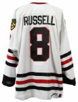 1996-97 Cam Russell Chicago Blackhawks Preseason Game Worn Home Jersey (MEARS LOA/Blackhawks LOA)