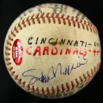 1956 Signed Stan Musial St. Louis Cardinals Game Used Baseball (JSA/MEARS LOA) Also Frank Robinson HR Game