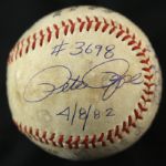 1982 Signed Pete Rose Randy Jones Philadelphia Phillies New York Mets Game Used Baseball (3,698 Hit) Veterans Stadium (JSA/MEARS LOA)