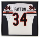 1975-87 Walter Payton Chicago Bears Signed Framed 34" x 36" Stat Jersey (JSA)