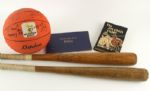 1922-80s Memorabilia Lot w/ 2 Store Model Bats Vintage Score Book Signed Basketball (Lot of 5)