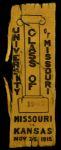 1915 Missouri vs. Kansas 2" x 6" Football Ribbon